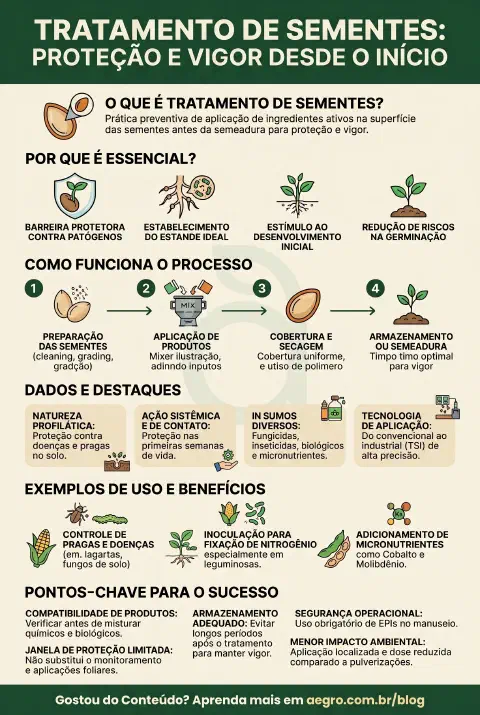 Infográfico educativo sobre Tratamento De Sementes