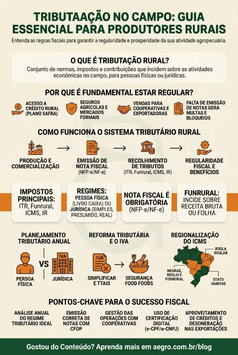 Infográfico educativo sobre Tributação Para Produtor Rural