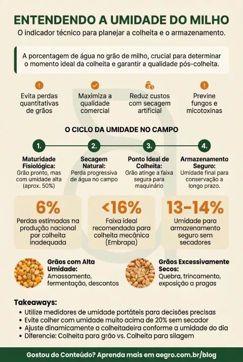 Infográfico educativo sobre Umidade Do Milho