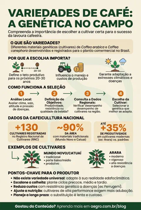 Infográfico educativo sobre Variedades De Café