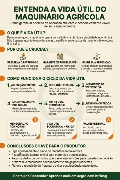 Infográfico educativo sobre Vida Útil Do Maquinário