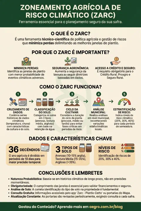 Infográfico educativo sobre Zoneamento Agrícola De Risco Climático