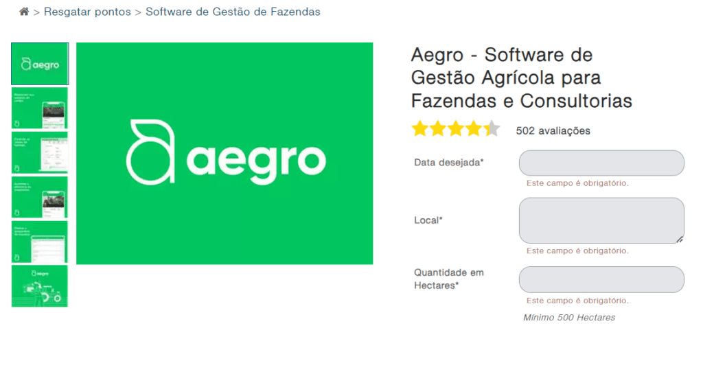 Página da Orbia mostrando tela para resgatar assinatura do Aegro através de pontos do programa.