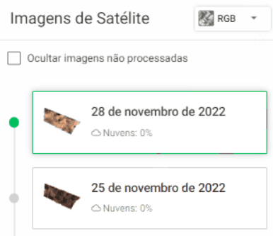 Recorte do aplicativo Aegro mostrando funcionalidade de imagens de satélite para registrar informações.